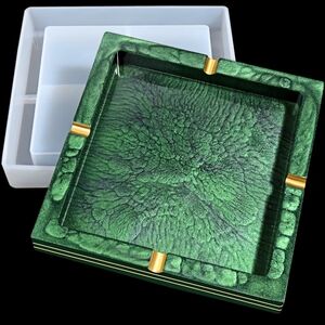 X Large Ash Tray Resin Mold, finger gloves, Craft Sticks & Foil Flakes Kit